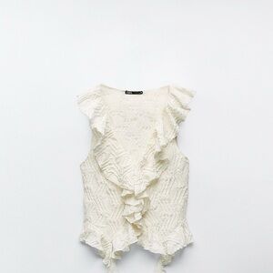 Zara Cream Ruffled Top